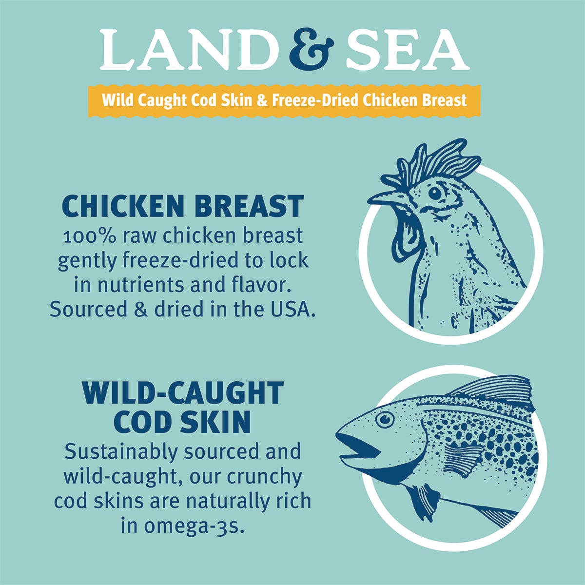 Icelandic+ - Land & Sea Cod Skin & Freeze-Dried Chicken Treats for Dogs