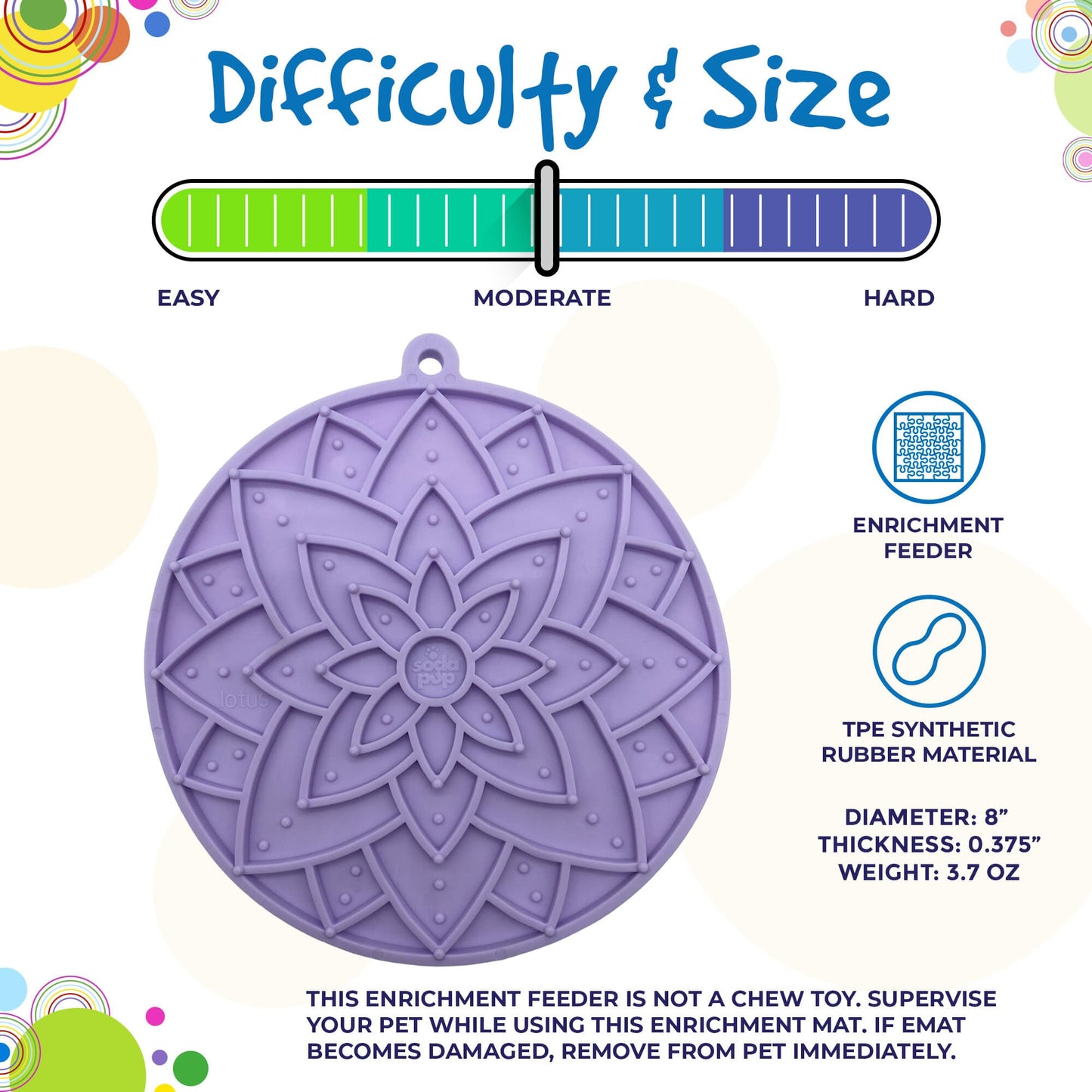 Lotus Design emat - Enrichment Lick Mat For Dogs and Cats - With Suction Cups | USA Made - Doot's Pet LLC Collars For A Cause