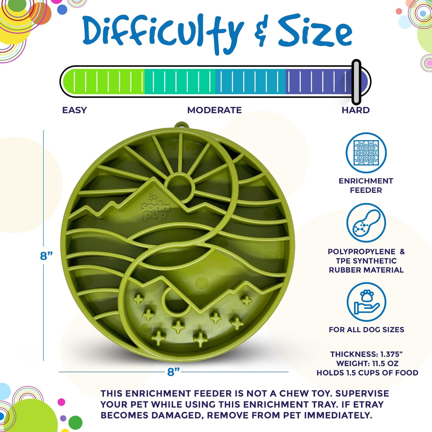 Sun and Moon eTray - Shallow Slow Feeder Dog Bowl for Enrichment | USA Made - Doot's Pet LLC Collars For A Cause