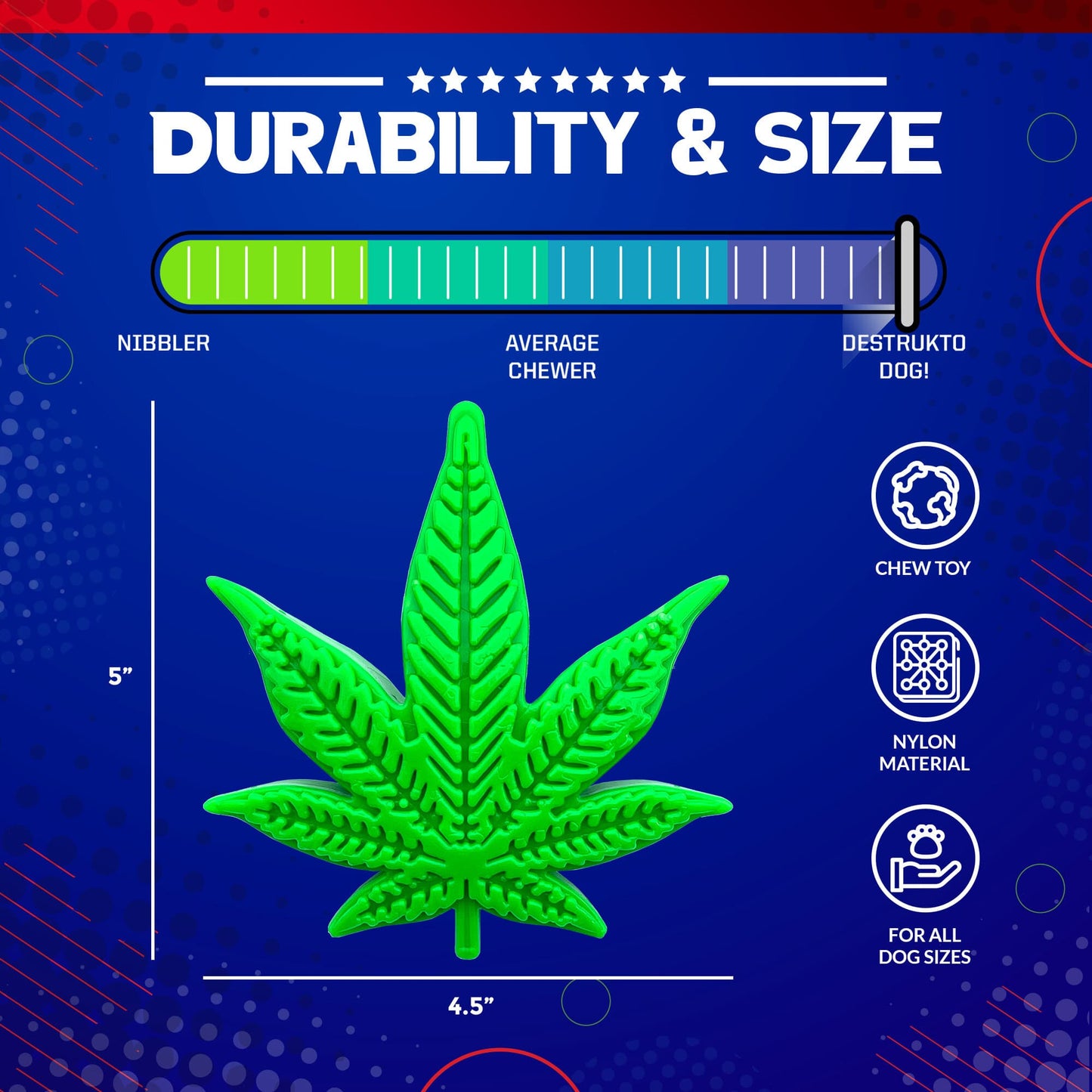 Colorado Maple Leaf Nylon Dog Chew Toy for Aggressive Chewers | USA Made - Doot's Pet LLC Collars For A Cause