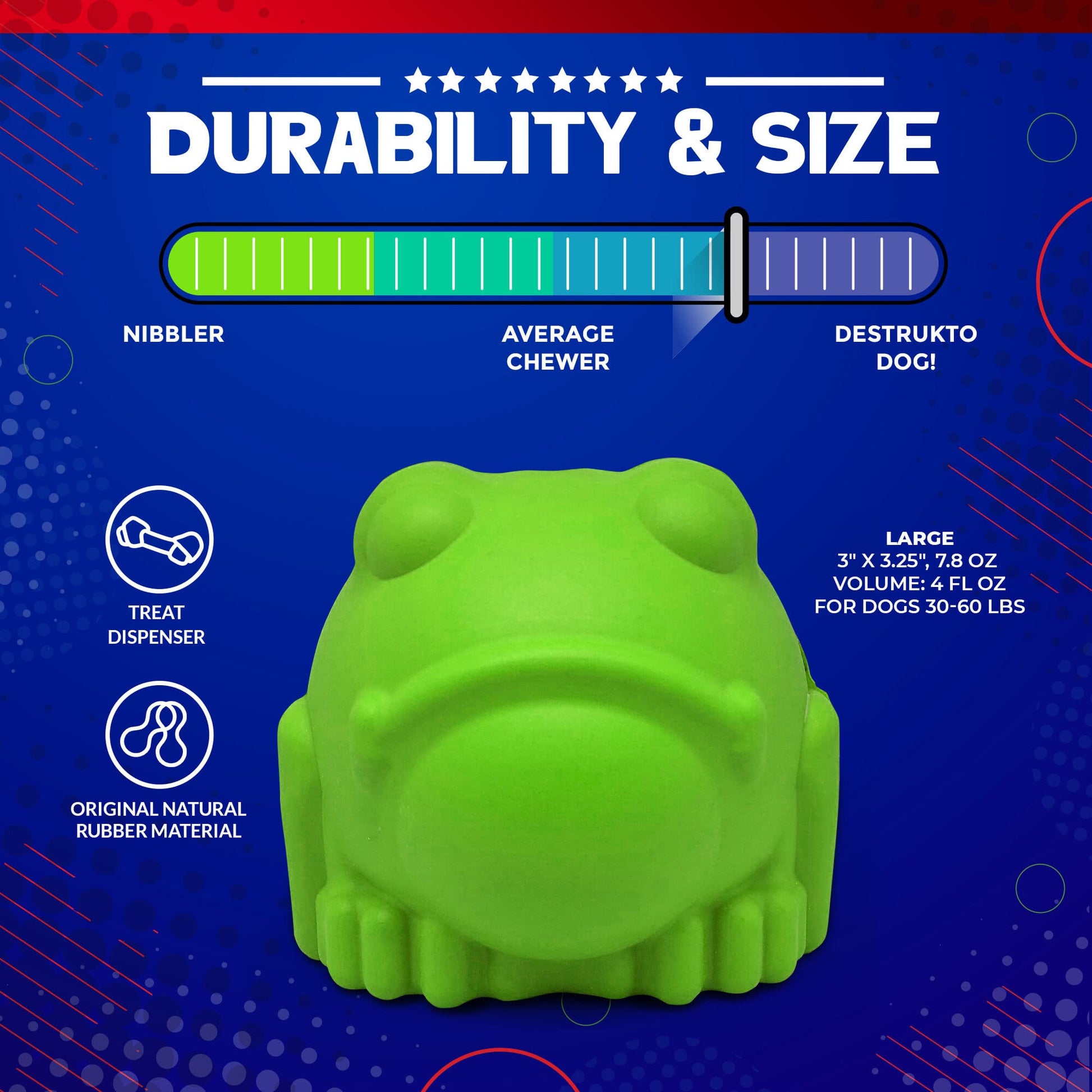 Bull Frog eDispenser Durable Rubber Chew Toy & Treat Dispenser - Large - Doot's Pet LLC Collars For A Cause