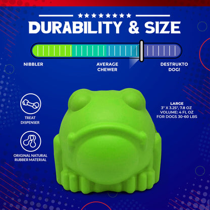 Bull Frog eDispenser Durable Rubber Chew Toy & Treat Dispenser - Large - Doot's Pet LLC Collars For A Cause