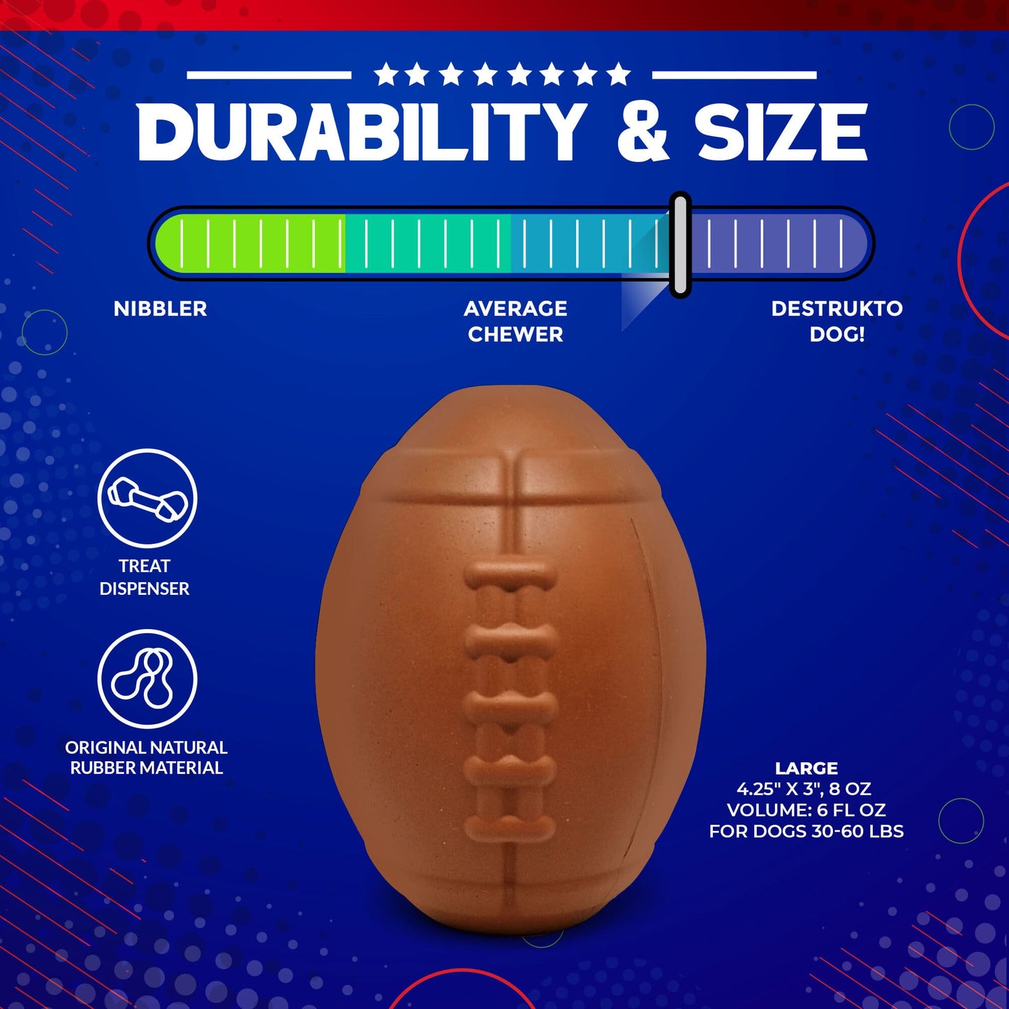 Football eDispenser Durable Rubber Chew Toy and Treat Dispenser - Doot's Pet LLC Collars For A Cause