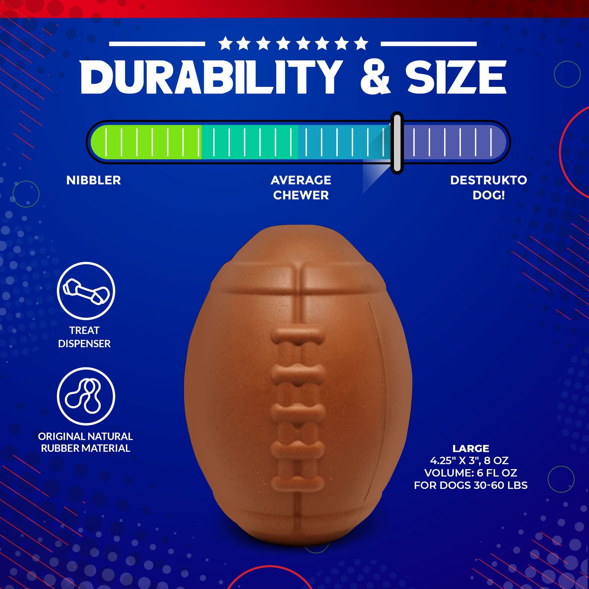 Football eDispenser Durable Rubber Chew Toy and Treat Dispenser - Doot's Pet LLC Collars For A Cause