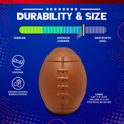 Football eDispenser Durable Rubber Chew Toy and Treat Dispenser - Doot's Pet LLC Collars For A Cause