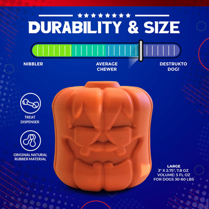 Jack O' Lantern eDispener Durable Rubber Chew Toy & Treat Dispenser - Doot's Pet LLC Collars For A Cause