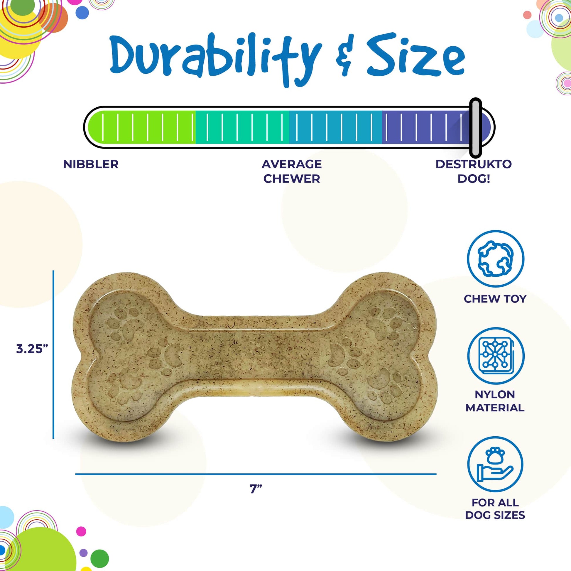 Bone eChew Ultra Durable Nylon Dog Chew Toy for Aggressive Chewers | USA Made - Doot's Pet LLC Collars For A Cause