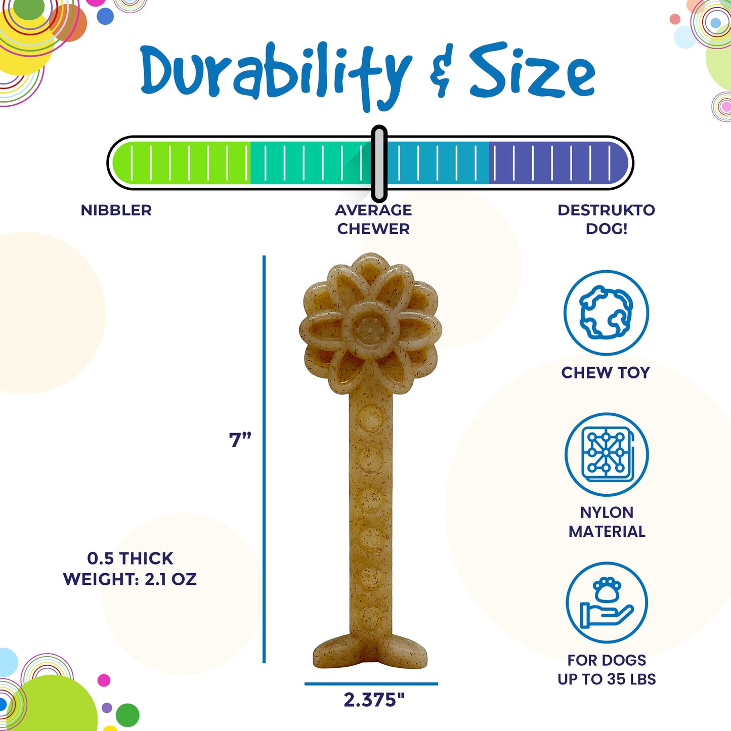 Flower Tower Nylon Chew Toy for Aggressive Chewers - USA Made Enrichment Toy - Doot's Pet LLC Collars For A Cause