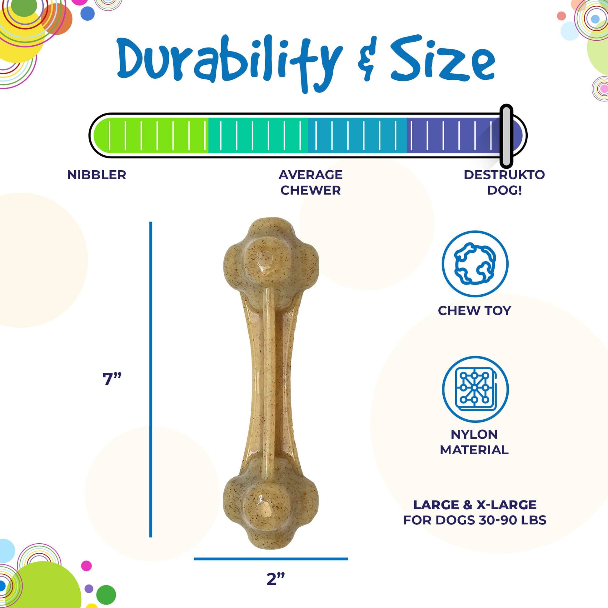 Knuckle Bone Nylon Dog Chew Toy for Aggressive Chewers | Made in USA - Doot's Pet LLC Collars For A Cause