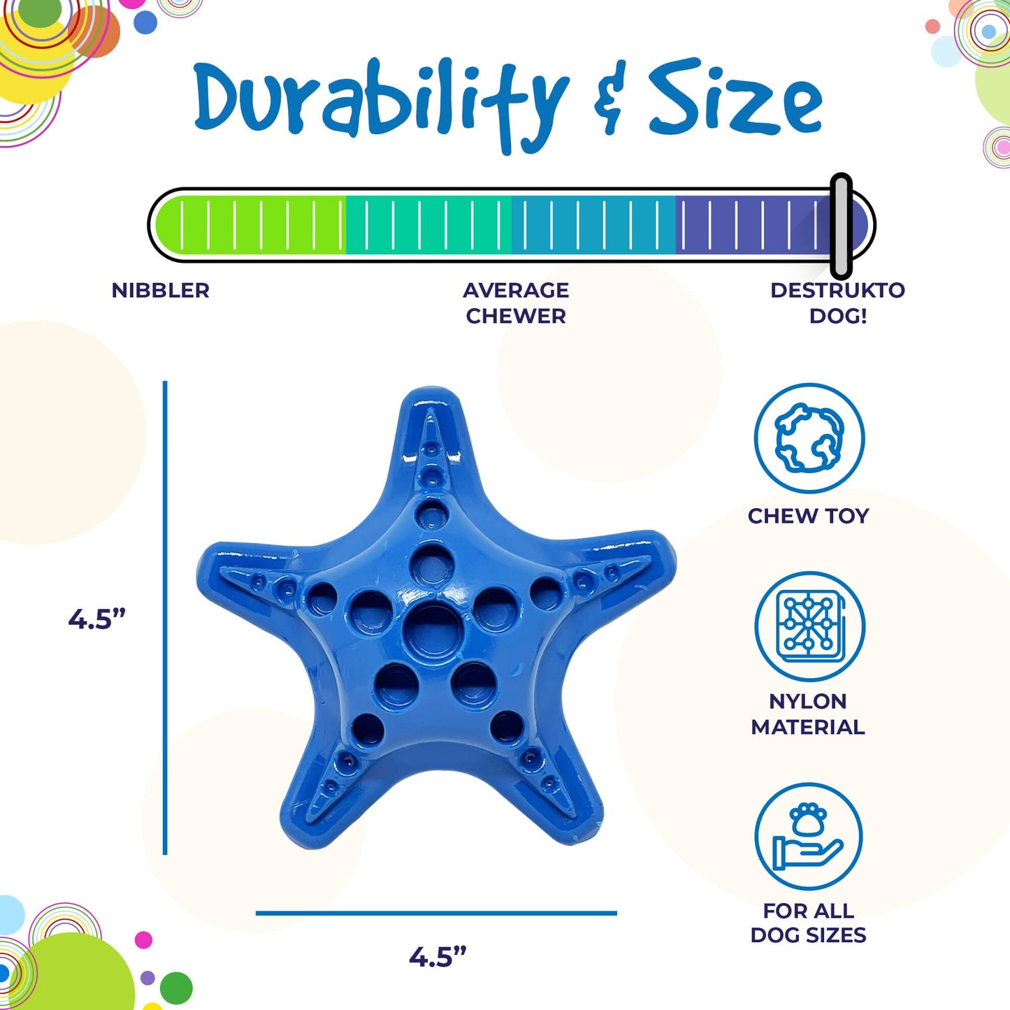 Starfish Nylon Dog Chew Toy for Aggressive Chewers | USA Made | SodaPup - Doot's Pet LLC Collars For A Cause