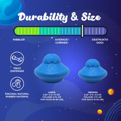 Flying Saucer eDispenser Durable Rubber Chew Toy & Treat Dispenser - Doot's Pet LLC Collars For A Cause
