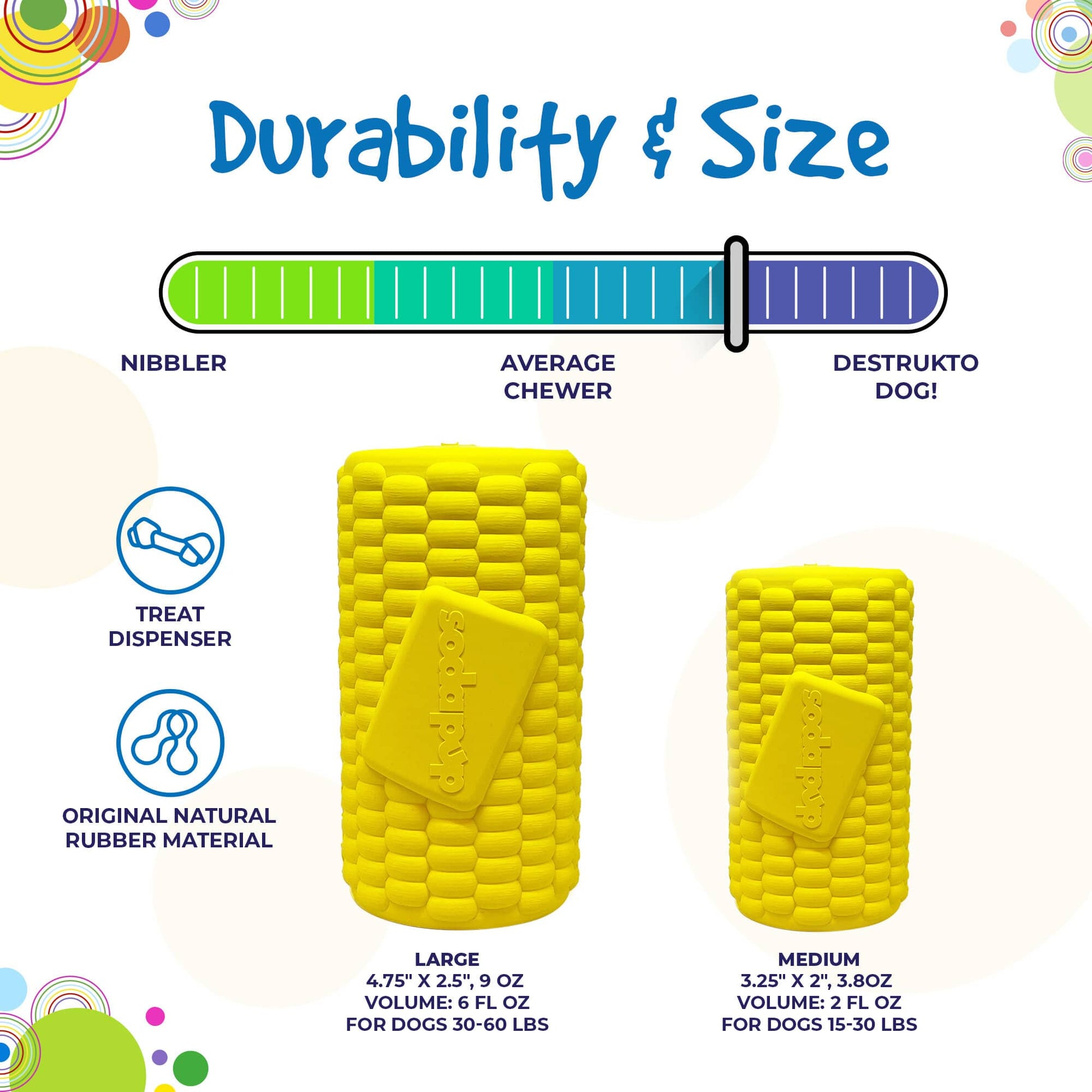Corn on the Cob eDispenser Durable Rubber Treat Dispenser - Doot's Pet LLC Collars For A Cause