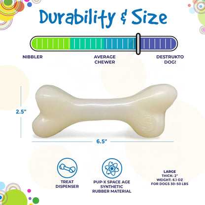 PUP-X Rubber Bone Dog Toy - Durable, Floats, Chew Toy for Large Dogs | USA - Doot's Pet LLC Collars For A Cause