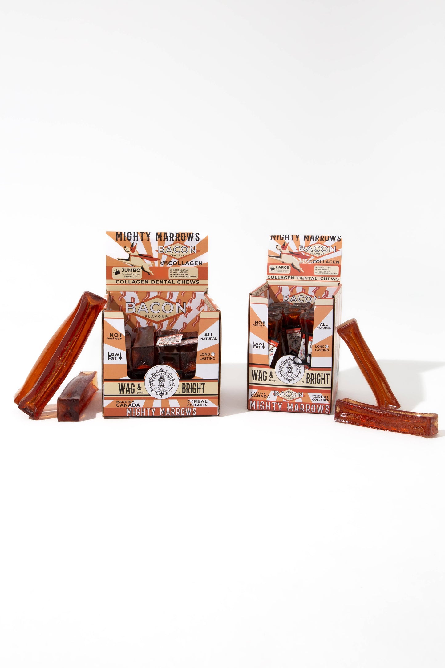 Wag & Bright Supply Co. - Mighty Marrows Collagen Dental Chew - Bacon