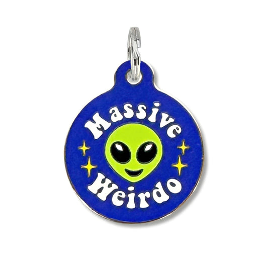 Bad Tags - Alien Dog ID Tag with Personalized QR Code - Massive Weirdo - Engraved QR Code / Small 1"