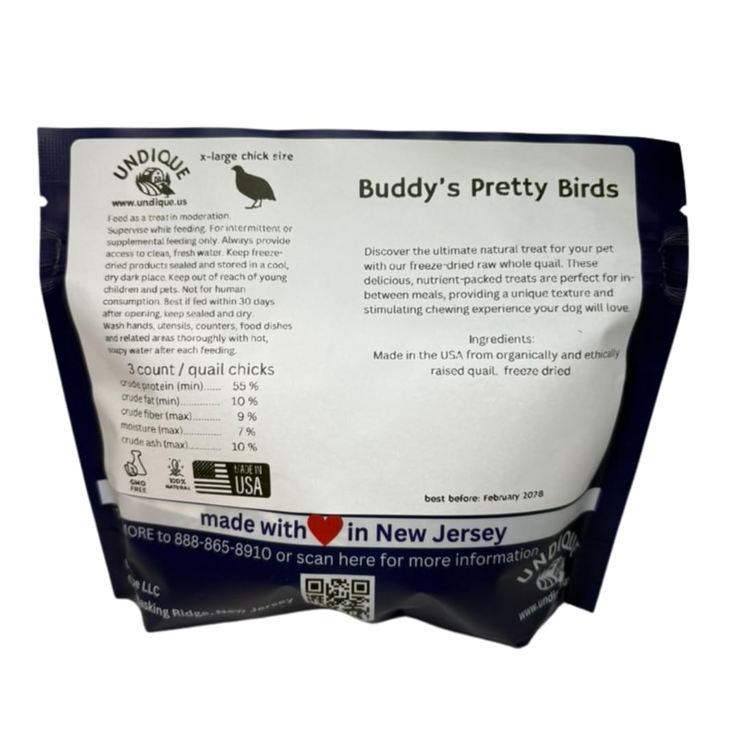 Buddy's Pretty Birds Whole Quail Chicks XL, 3 Count - Doot's Pet LLC Collars For A Cause