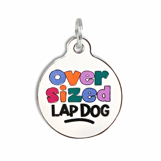 Bad Tags - Dog ID Tag with Personalized QR Code - Oversized Lap Dog - Engraved QR Code / Large 1.25"