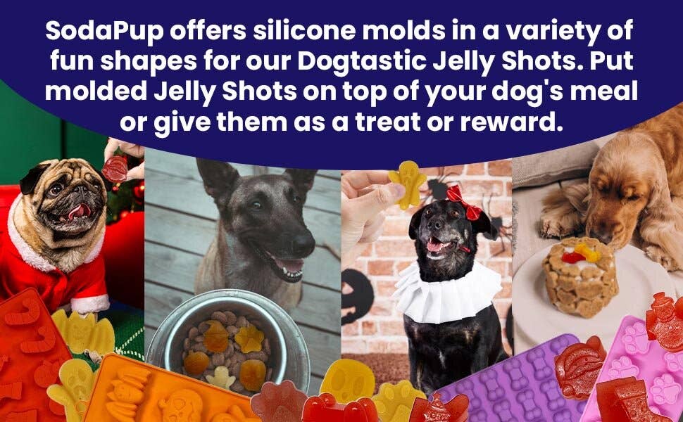 SodaPup Dog Toys - Dogtastic Jelly Shots Silicone Mold - Bone Shape - Doot's Pet LLC Collars For A Cause