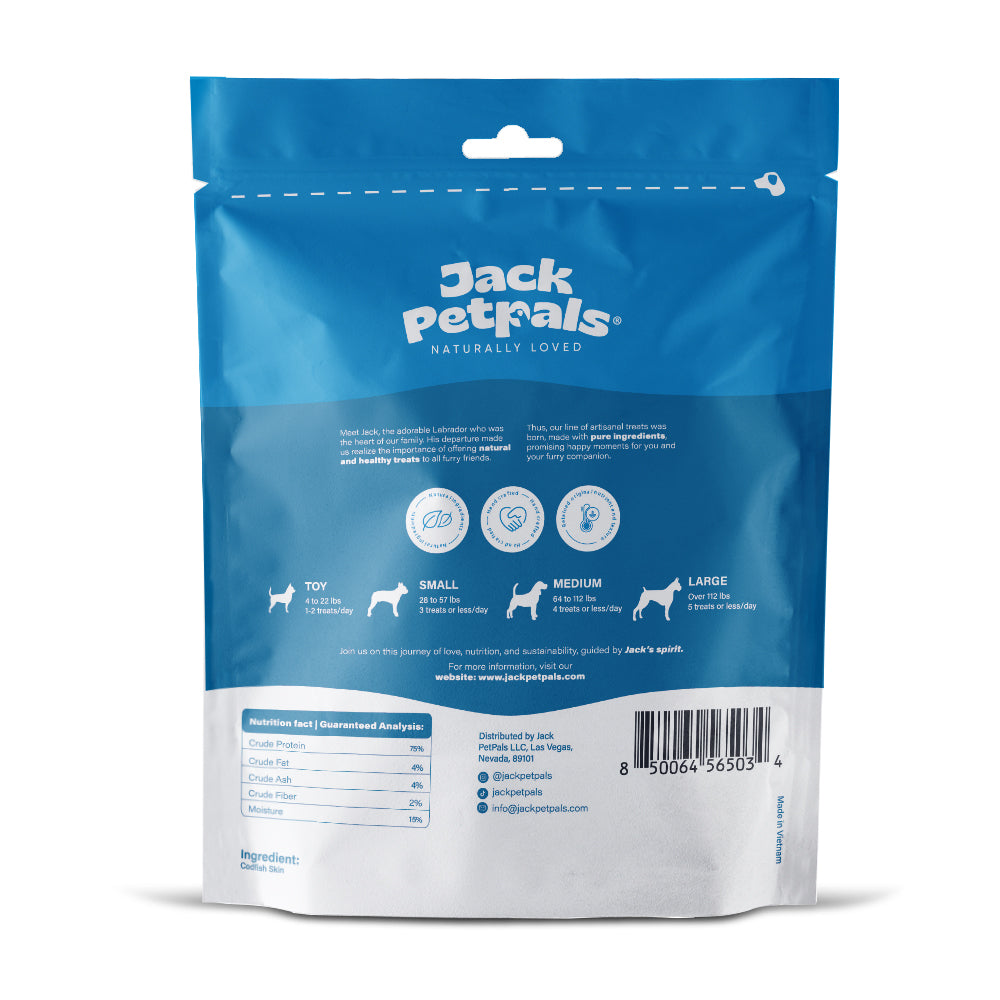 Jack PetPals Seafood Feast Codfish Skin Treat Chews (6oz) - Doot's Pet LLC Collars For A Cause