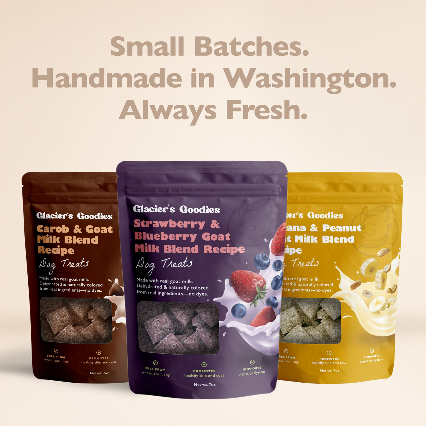 Glacier's Goodies - Goat Milk Dog Treats – Strawberry & Blueberry (7oz)