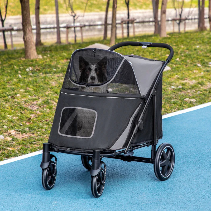 One-Click Foldable Stroller for Large Medium Small Dogs, Pet, Cats with Storage - Doot's Pet LLC Collars For A Cause