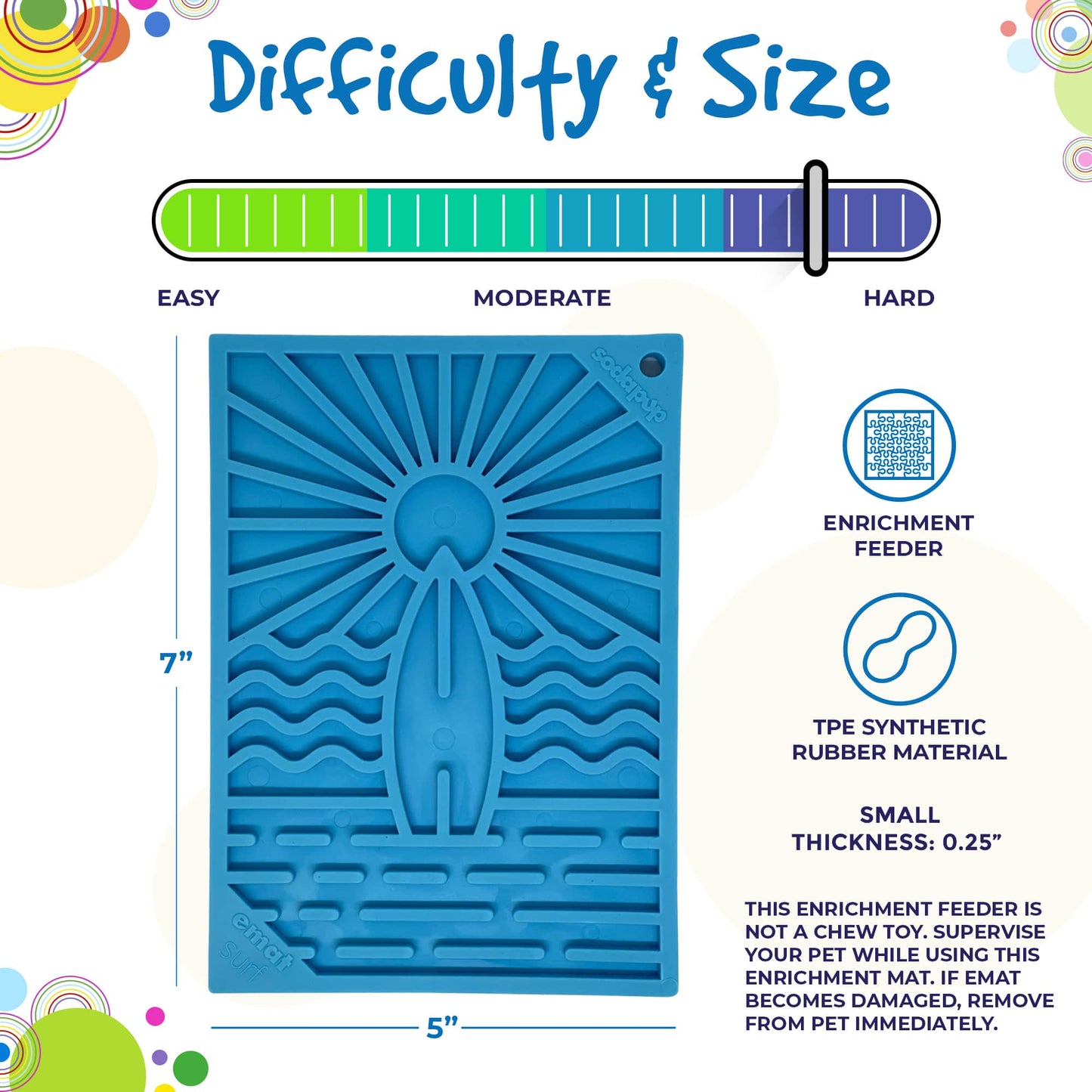 Surf's Up eMat - Small Lickmat for Dogs and Cats | Beach-Themed Design | SodaPup - Doot's Pet LLC Collars For A Cause