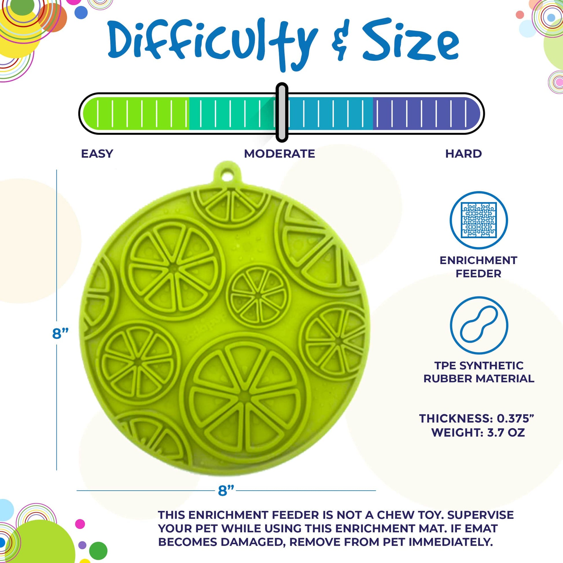 Citrus Design eMat - Enrichment Lick Mat For Dogs and Cats - with Suction Cups | USA Made - Doot's Pet LLC Collars For A Cause