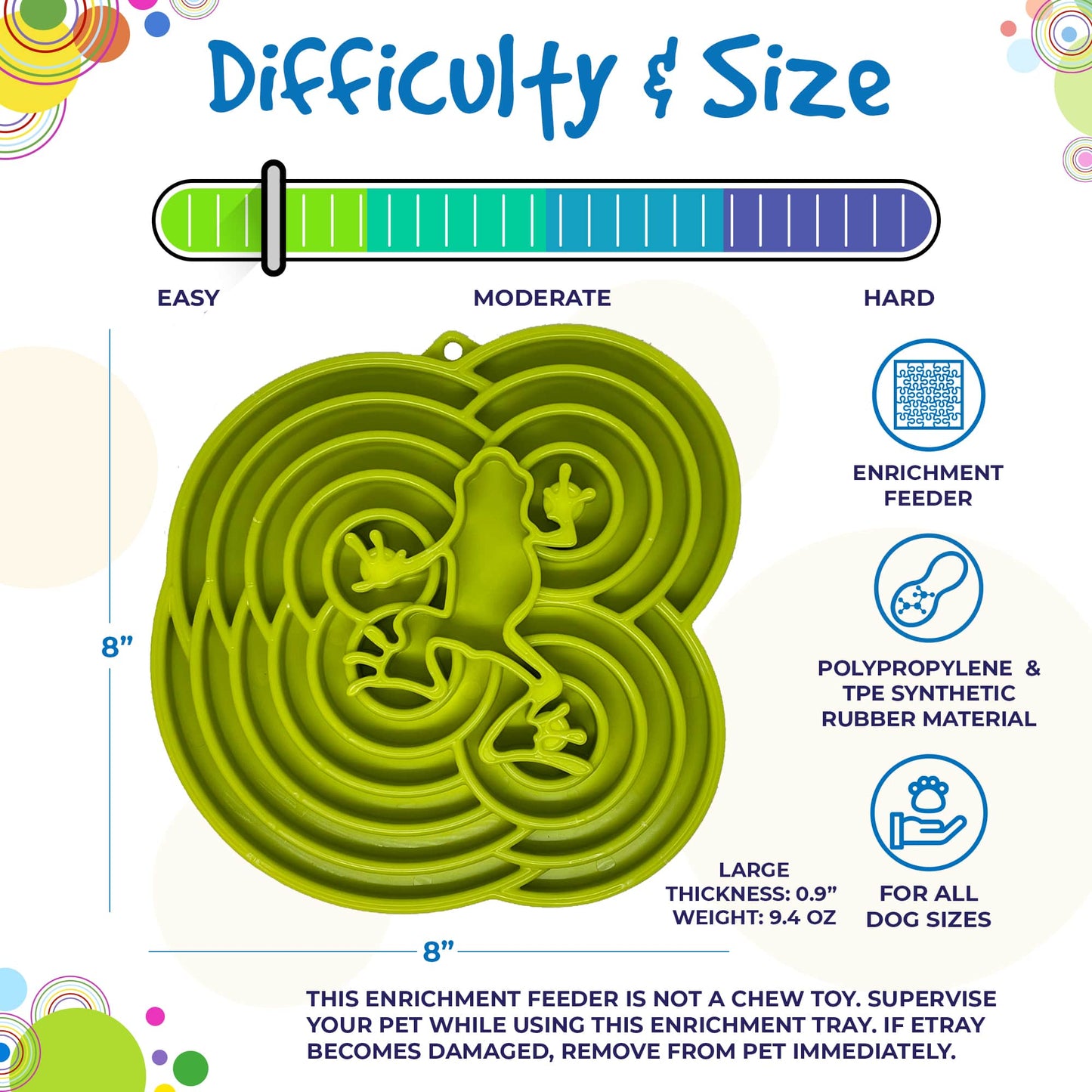 Water Frog eTray - Shallow Slow Feeder Dog Bowl for Enrichment | USA Made - Doot's Pet LLC Collars For A Cause
