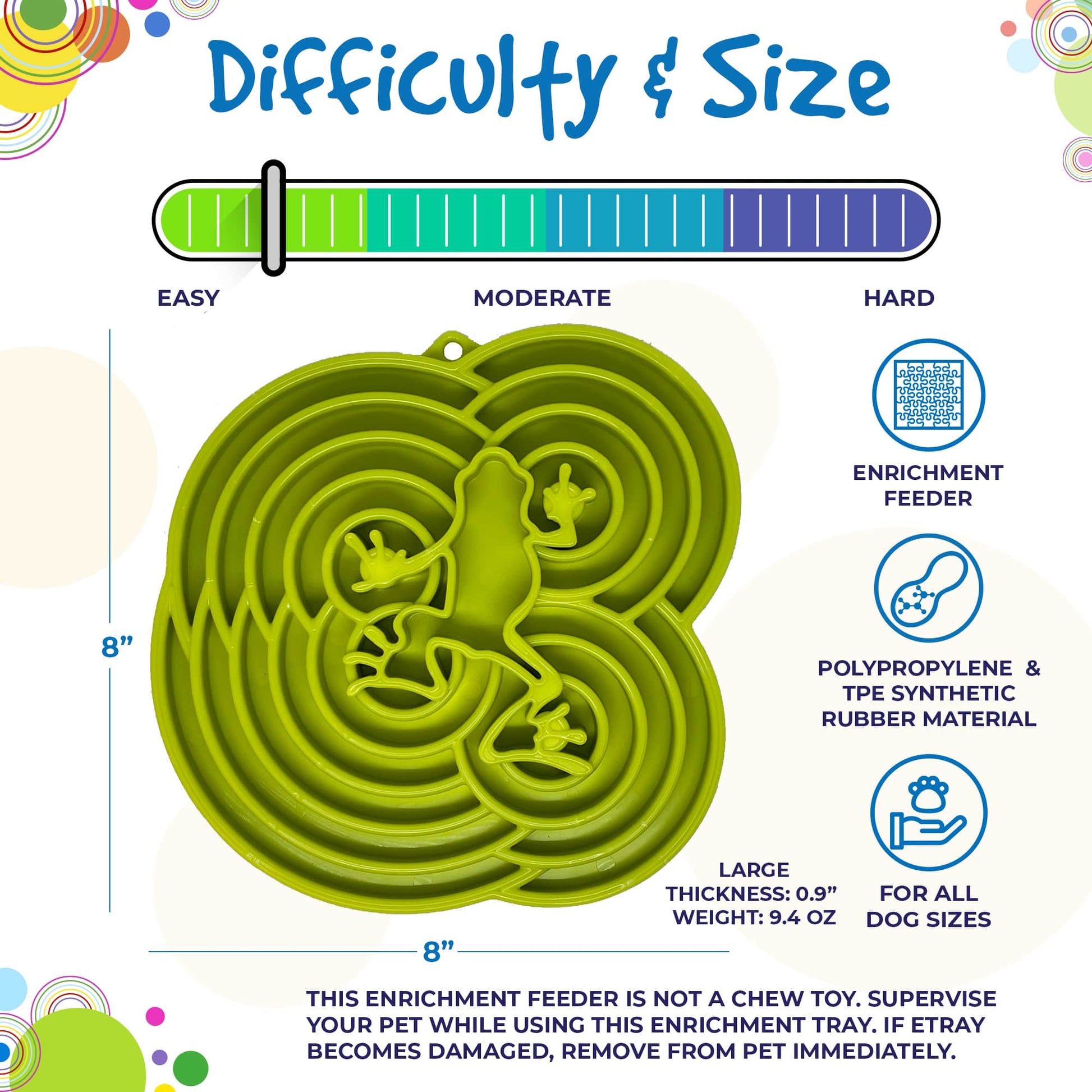 Water Frog eTray - Shallow Slow Feeder Dog Bowl for Enrichment | USA Made - Doot's Pet LLC Collars For A Cause