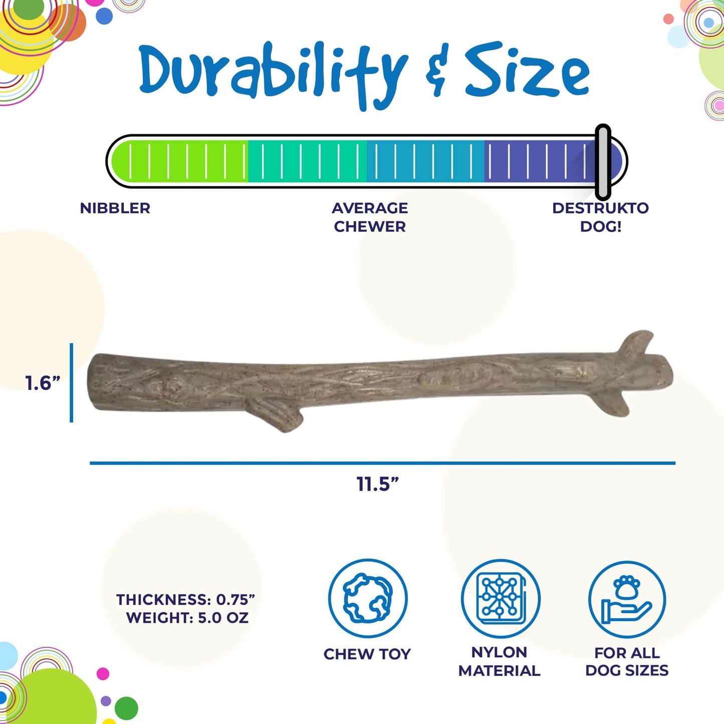Durable Nylon Chew Stick for Power Chewers | Indestructible Dog Toy USA - Doot's Pet LLC Collars For A Cause