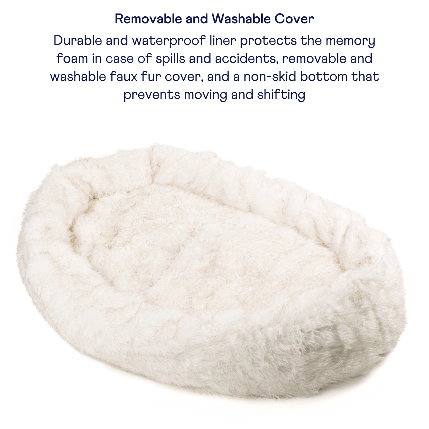 PupCloud™ Human-Size Faux Fur Memory Foam Dog Bed - White with Brown Accents - Doot's Pet LLC Collars For A Cause