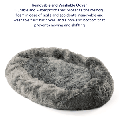 PupCloud™ Human-Size Faux Fur Memory Foam Dog Bed - Charcoal Grey - Doot's Pet LLC Collars For A Cause