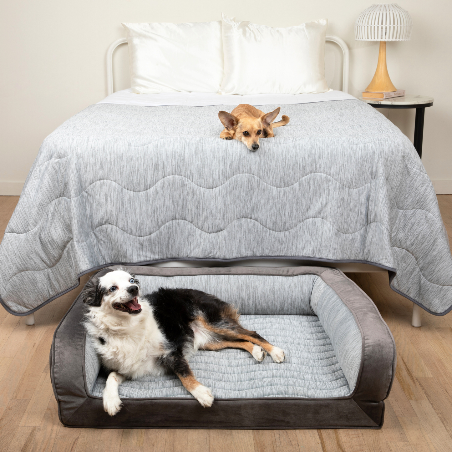 PupChill™ Cooling Bolster Dog Bed + Waterproof Blanket Bundle - Arctic Grey - Doot's Pet LLC Collars For A Cause