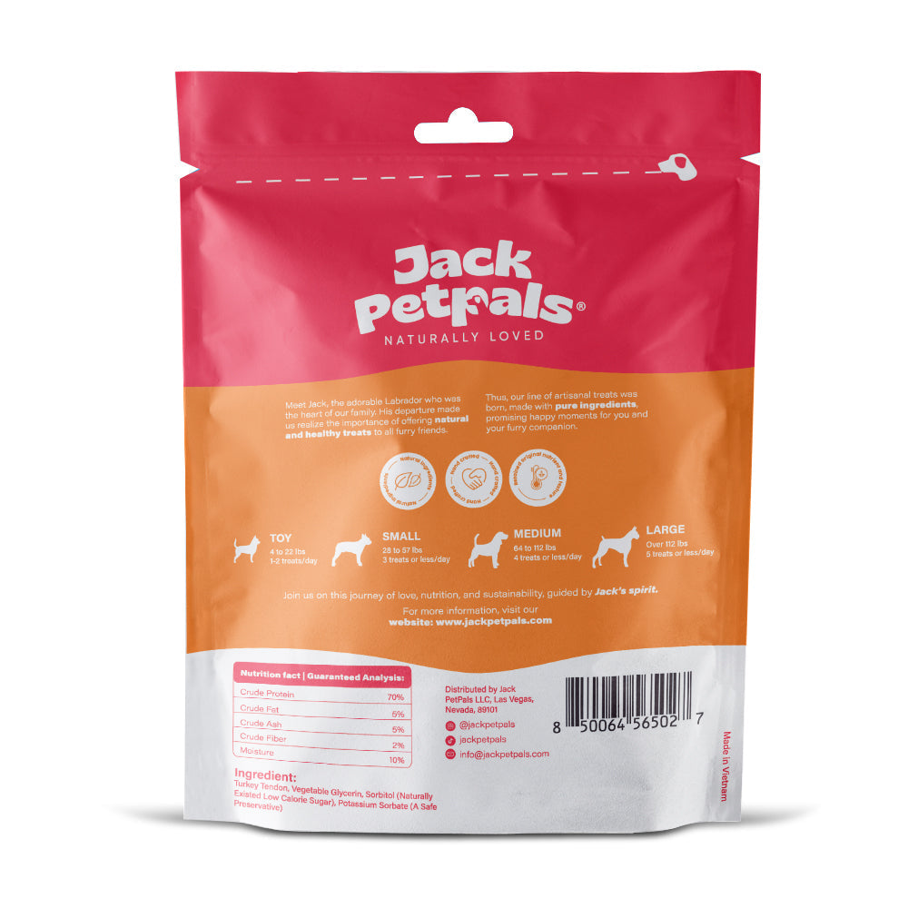 Jack PetPals Handcrafted Jerky Turkey Tendon Dog Treats (2.5oz) - Doot's Pet LLC Collars For A Cause