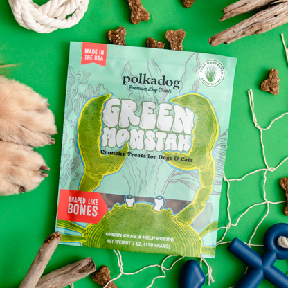 Polkadog Green Monstah Bone Shaped Crunchy Dog & Cat Treats