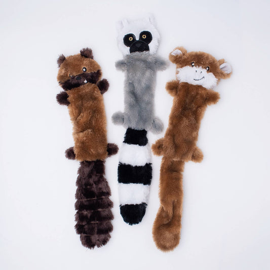 ZippyPaws - Skinny Peltz Large Chipmunk, Lemur, Monkey - Dog Toy