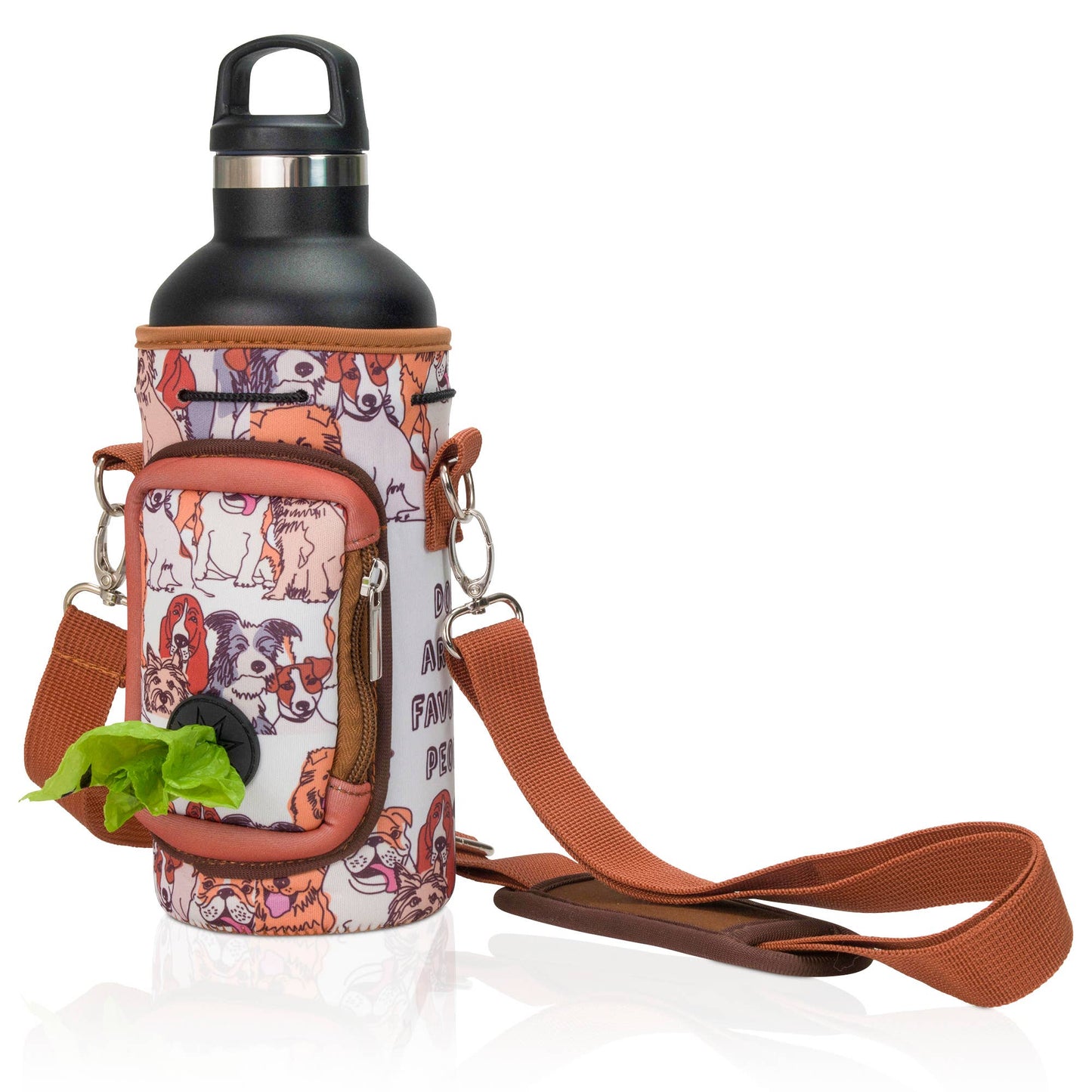 MADE EASY KIT - Dog Water Bottle Carrier w/ Poop Bag Pocket - 32oz Large