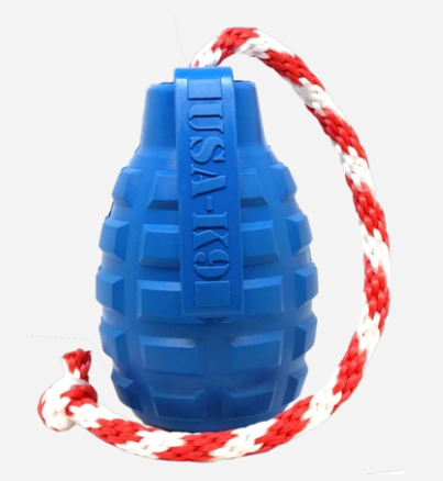 SodaPup - USA-K9 Grenade - Chew Toy - Reward Toy - Blue - Blue / XL