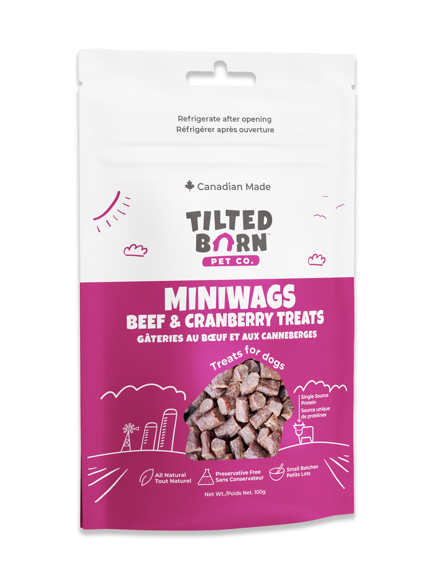 Tilted Barn Pet Co. - Beef and Cranberry Miniwags 100g/3.53oz Treats For Dogs