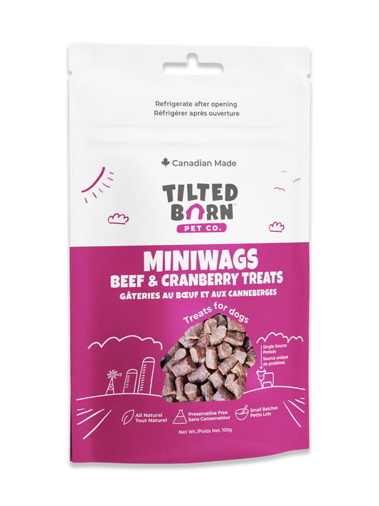Tilted Barn Pet Co. - Beef and Cranberry Miniwags 100g/3.53oz Treats For Dogs