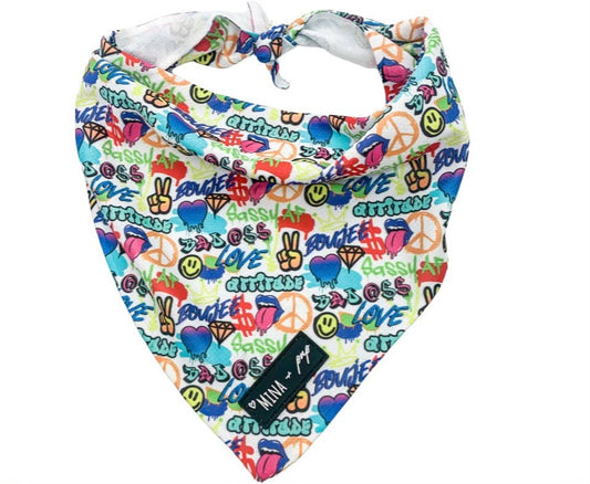 Mina + Pup - Graffiti Edition Tie On Cooling Bandana For Dogs and Cats
