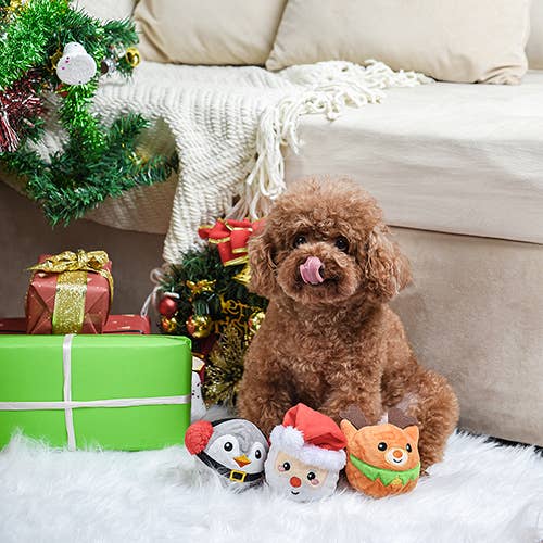 Hugsmart Products Inc - HugSmart Pet - Happy Woofmas | Santa - Dog Ball Toy