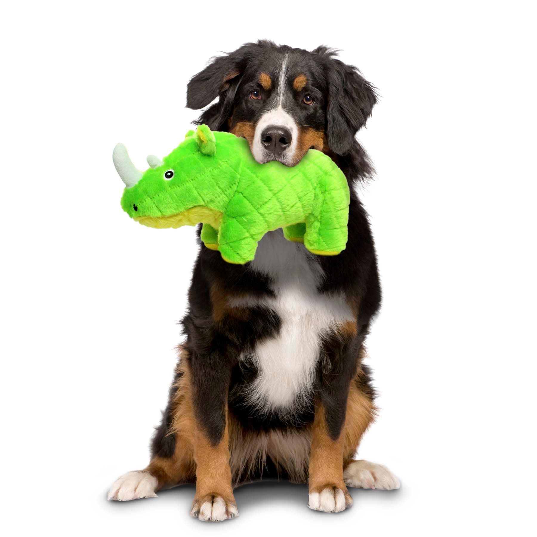 Tuffy Dog Toys - VIP Products - Mighty Safari Rhinoceros - Green, Plush, Squeaky Dog Toy - Doot's Pet LLC Collars For A Cause