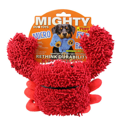 Tuffy Dog Toys - VIP Products - Mighty Microfiber Ball Med Crab Red, Squeaky Dog Toy