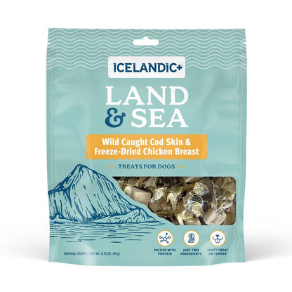 Icelandic+ - Land & Sea Cod Skin & Freeze-Dried Chicken Treats for Dogs