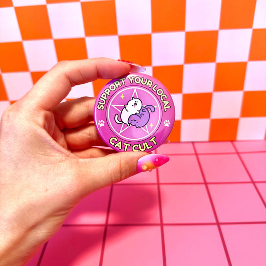 Stickers X Ashley Bexar - Funny Cats Cat Mom Witchy Button Pin Pinback Button - Mini: 1.25"