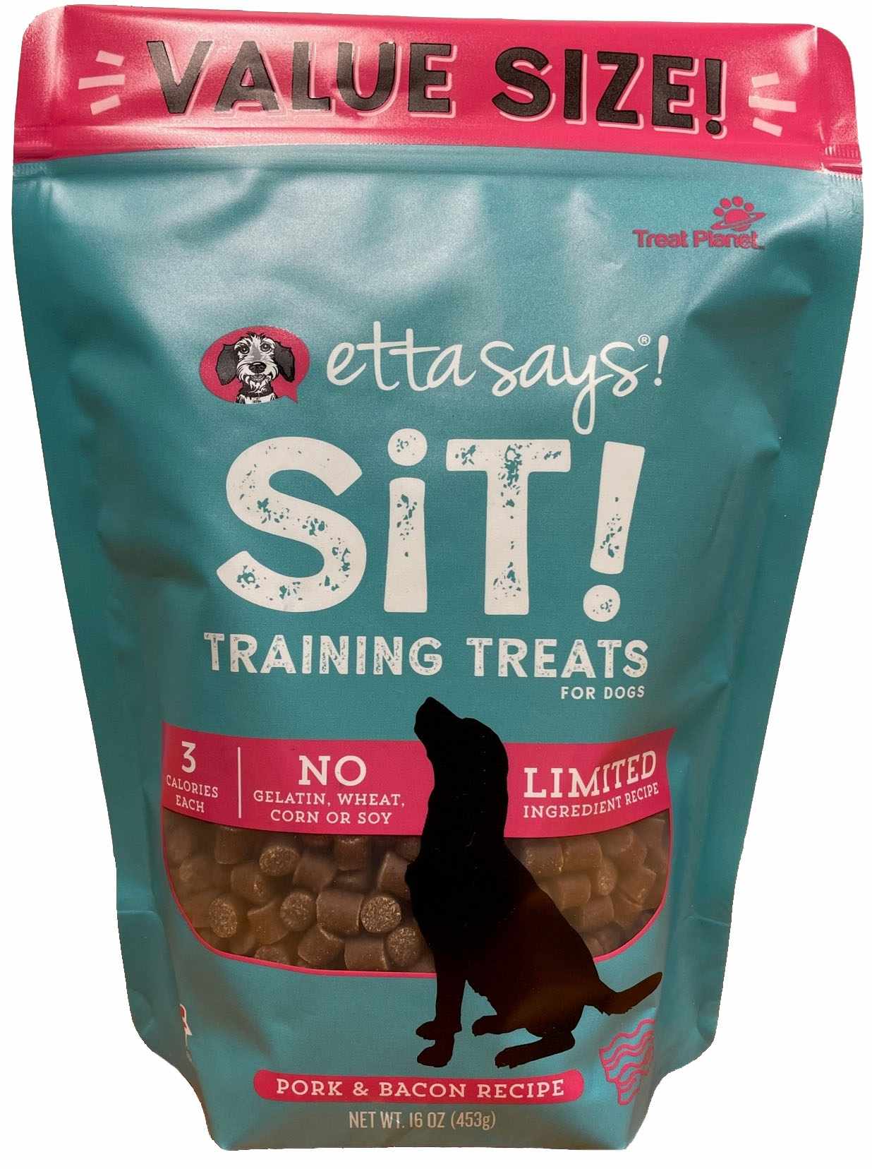 Etta Says! Sit! Dog Training Treats Bacon Value Bag 16oz