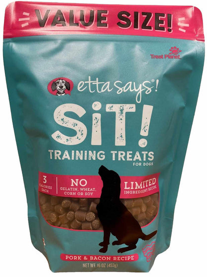 Etta Says! Sit! Dog Training Treats Bacon Value Bag 16oz
