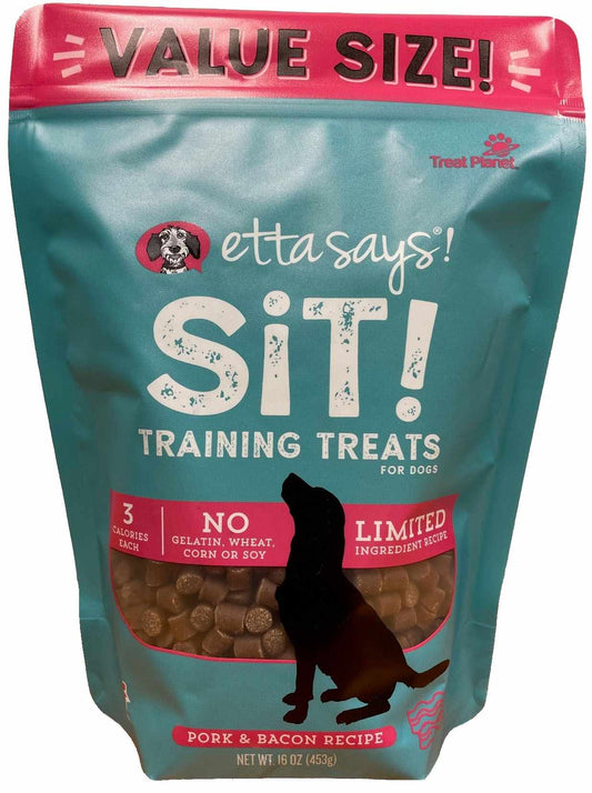 Etta Says! Sit! Dog Training Treats Bacon Value Bag 16oz