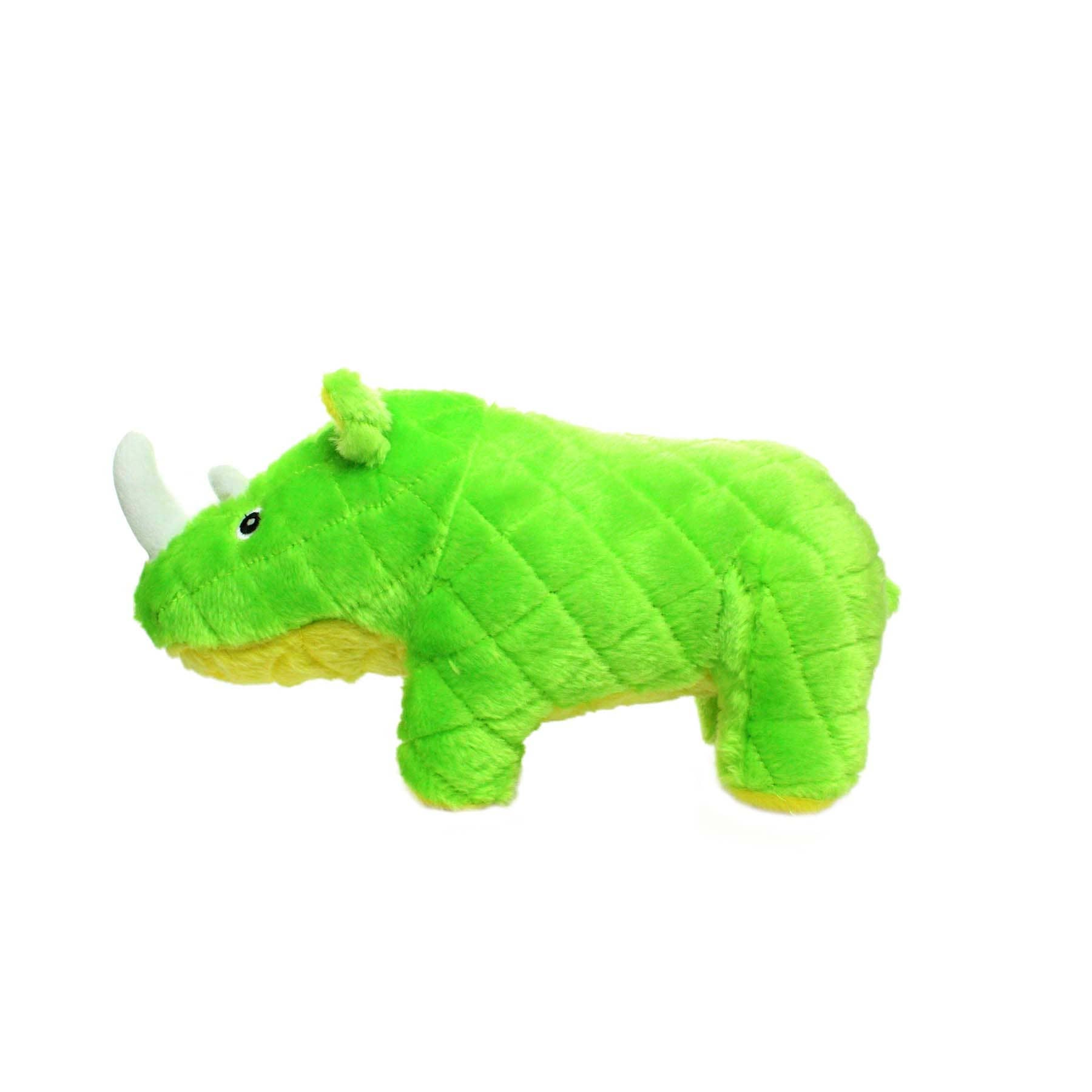 Tuffy Dog Toys - VIP Products - Mighty Safari Rhinoceros - Green, Plush, Squeaky Dog Toy - Doot's Pet LLC Collars For A Cause